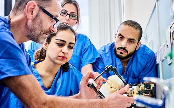 Discussions between researchers within the dental school.