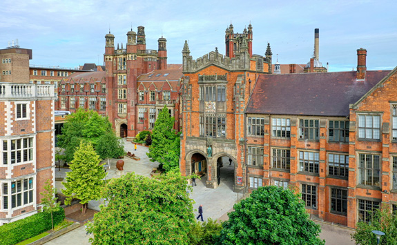 The famous arches at Newcastle University on a sunny day