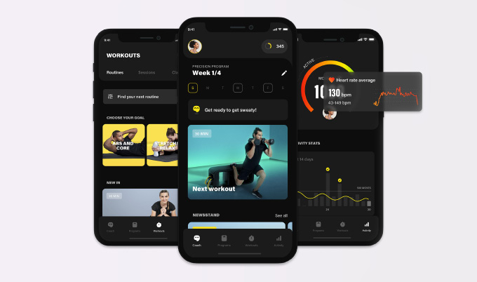 Technogym app screens