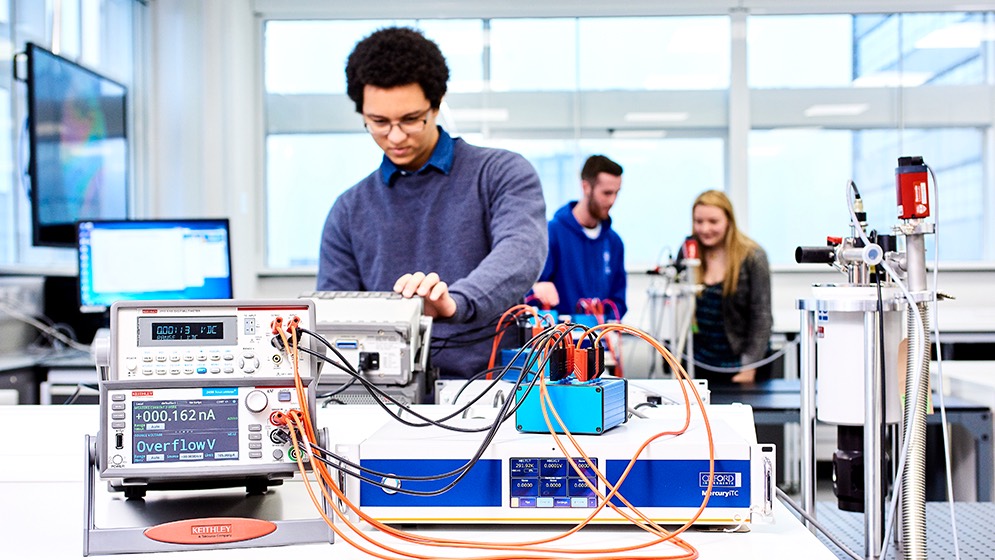 A student at work in the labs.